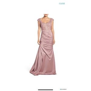 LA FEMME SATIN EMBELLISHED GOWN SIZE 12